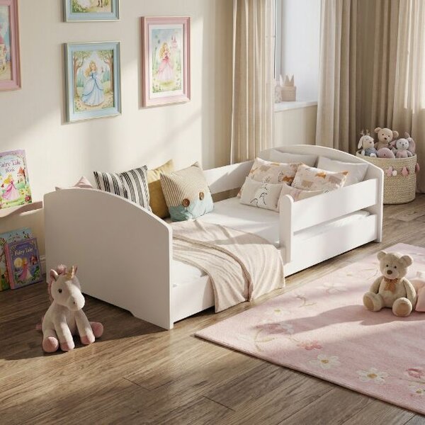 Montessori gyermekágy LEO 160x80 - alacsony ágy matraccal és korláttal