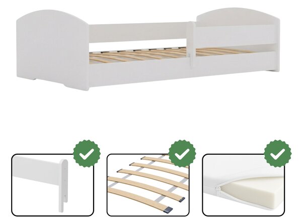 Montessori gyermekágy LEO 160x80 - alacsony ágy matraccal és korláttal