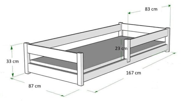 Padló alacsony ágy Lila 160x80 cm - Montessori természetes fa