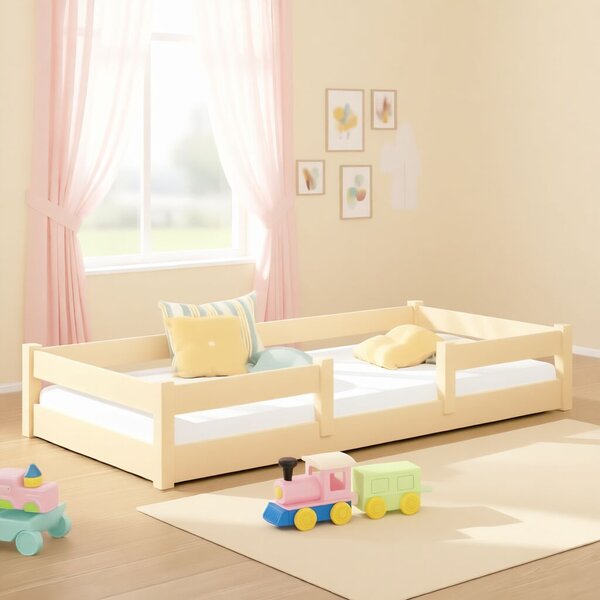 Lila 180x80 cm - természetes fa Montessori padlóágy - alacsony ágy
