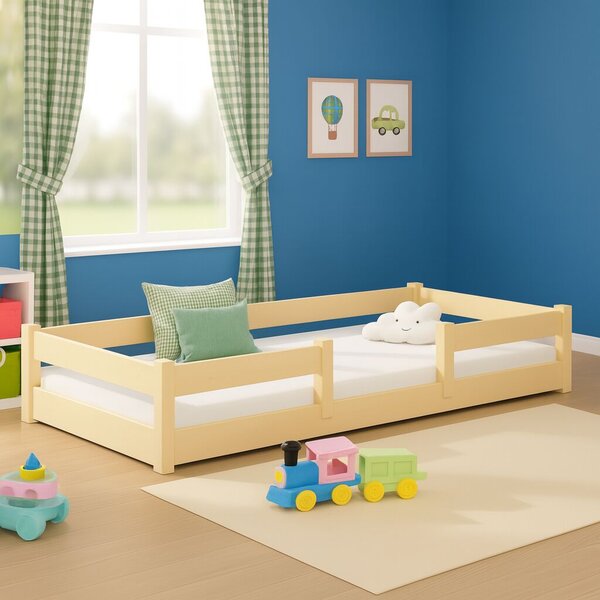 Lila 180x80 cm - természetes fa Montessori padlóágy - alacsony ágy