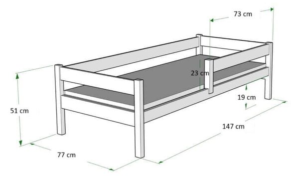 Primo gyerekágy 140x70 korlátokkal - ökológiai fa
