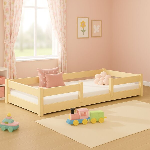 Lila 180x80 cm - természetes fa Montessori padlóágy - alacsony ágy