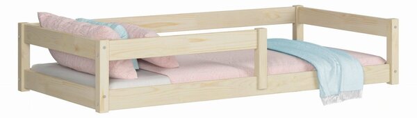 Padlóágy 180x80 Nordi - természetes fa Montessori, gyerekágy korlátos, gyermekágy