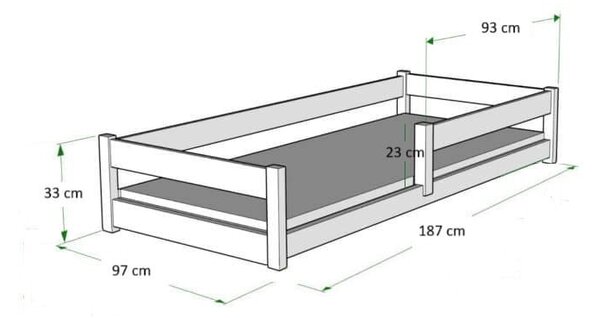 Lila 180x80 cm - természetes fa Montessori padlóágy - alacsony ágy