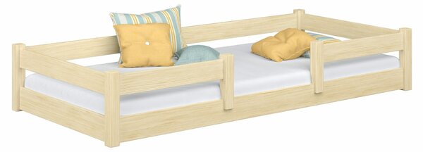 Lila alacsony padlós ágy 200x90 - Montessori természetes fa