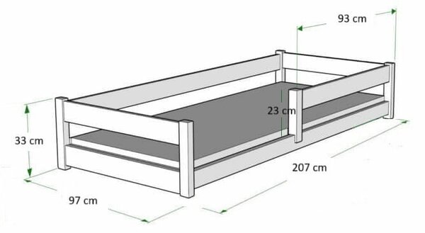 Lila alacsony padlós ágy 200x90 - Montessori természetes fa