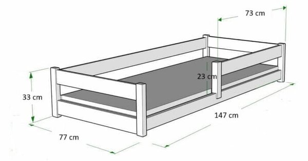 Padló alacsony ágy Lila 140x70 - természetes fa Montessori