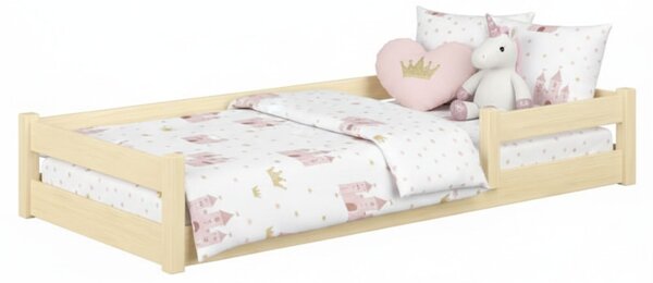 Padlóágy 180x80 Nordi - természetes fa Montessori, gyerekágy korlátos, gyermekágy