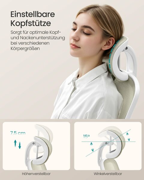 SONGMICS ergonomikus irodai szék, felhajtható kartámasz, cappuccino bézs