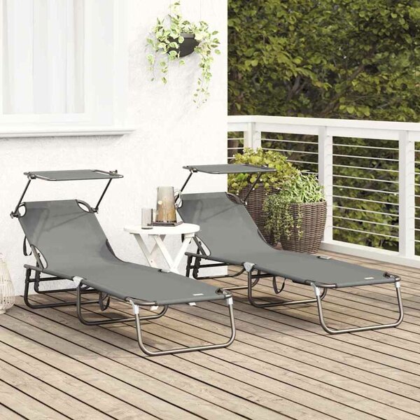 VidaXL Összecsukható nyugágy 2 pcs, 190 x 57 x 81 cm, oxford, Szürke