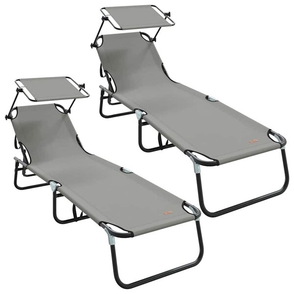 VidaXL Összecsukható nyugágy 2 pcs, 190 x 57 x 81 cm, oxford, Szürke