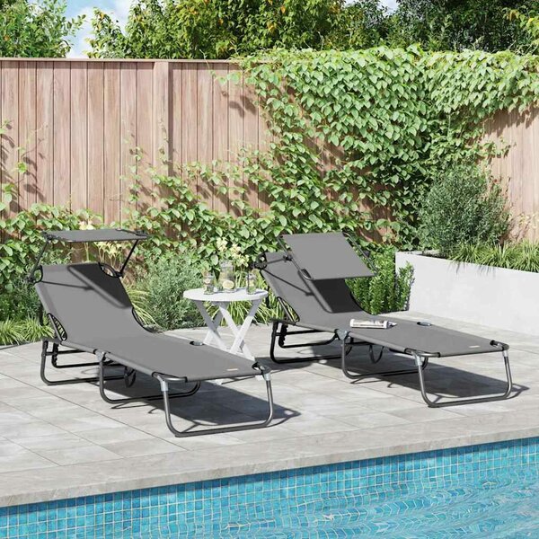 VidaXL Összecsukható nyugágy 2 pcs, 190 x 57 x 81 cm, oxford, Szürke