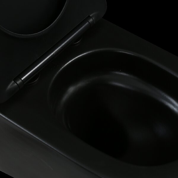 Invena Tavro, fali WC-csésze 490x360x350 mm + WC-ülőke, QFS, matt fekete, INV-CE-71-005-Y