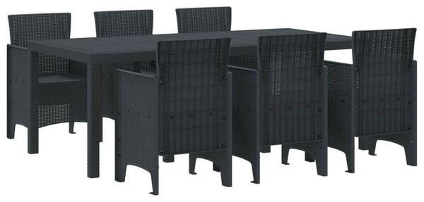 VidaXL 7 Darabos Kerti Étkező Szett Antracit Műanyag Rattan