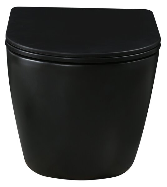 Invena Tavro, fali WC-csésze 490x360x350 mm + WC-ülőke, QFS, matt fekete, INV-CE-71-005-Y