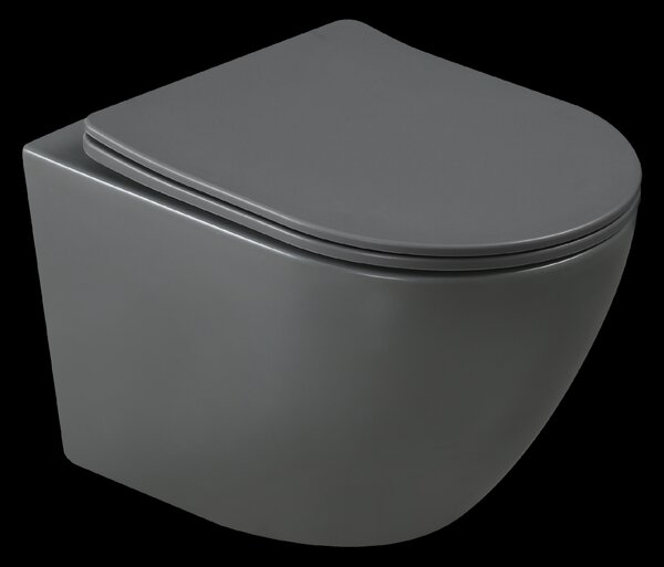 Invena Tavro, fali WC-csésze 490x360x350 mm + WC-ülőke, QFS, szürke, INV-CE-71-007-Y