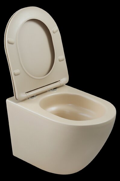 Invena Tavro, fali WC-csésze 490x360x350 mm + WC-ülőke, QFS, bézs-cappuccino, INV-CE-71-008-Y