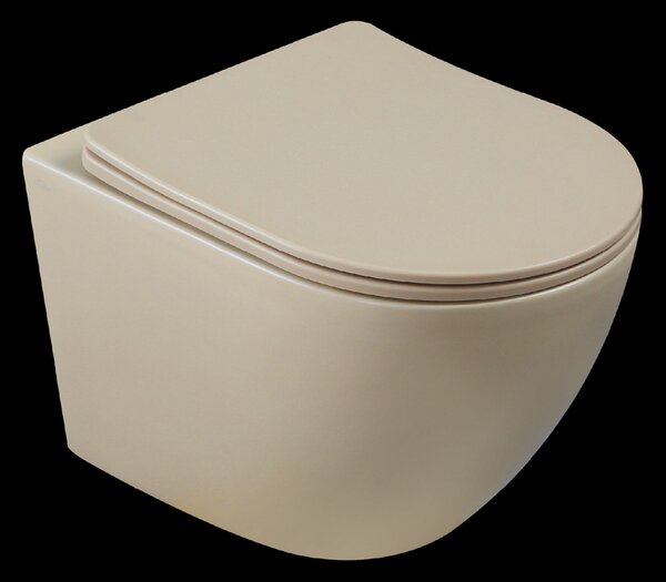 Invena Tavro, fali WC-csésze 490x360x350 mm + WC-ülőke, QFS, bézs-cappuccino, INV-CE-71-008-Y