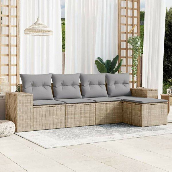 VidaXL Polyrattan Kerti Ülőgarnitúra - 5 részes - Bézs