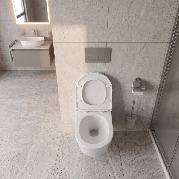 Erga Vento, fali WC-csésze 490x365x365mm, Tornado 2 + lassú záródású WC-ülőke, fehér, ERG-V03-VENTO-TO2-WH