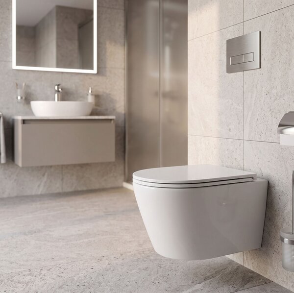 Erga Vento, fali WC-csésze 490x365x365mm, Tornado 2 + lassú záródású WC-ülőke, fehér, ERG-V03-VENTO-TO2-WH