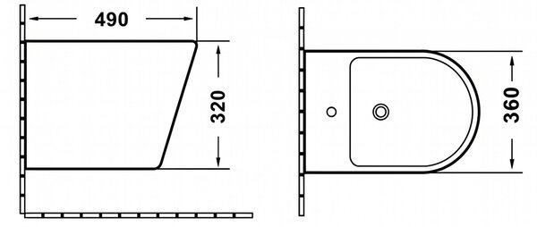 Erga Vento, fali bidé 485x360x320 mm, fényes fehér, ERG-V03-VENTO-BD-WH