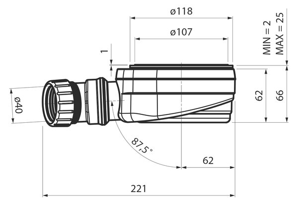 Gelco, GELCO zuhanytálca szifon, 90 mm átmérő, DN40, alacsony, fedeles zuhanytálcákhoz, SN90