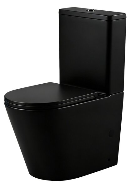 Erga Tina, kombinált WC-csésze 620x365x820 mm, perem nélküli + bidé funkció + WC-ülőke, matt fekete, ERG-V03-TINA-RIM-BID-BK