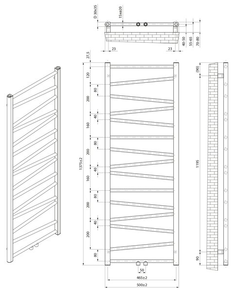 Aqualine Aqualine, ANNALISA fűtőelem 500x1375mm, matt fekete, AN226