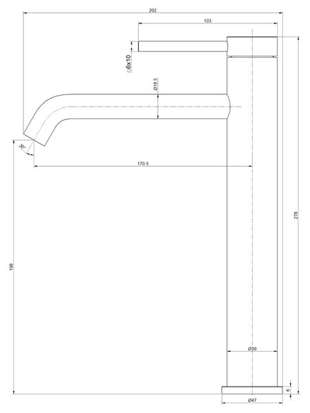 Invena Dropia, magas mosdócsaptelep, h-278, króm, INV-BU-15-W01-J