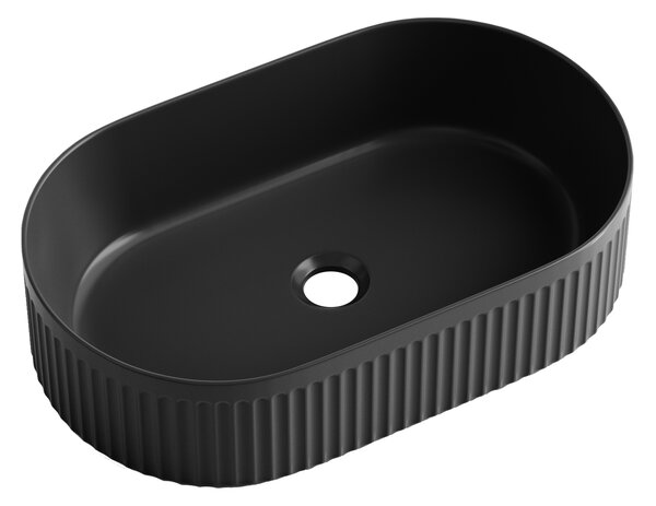 Invena Glamour Trend, ovális pultra szerelhető mosdó 500x325x122 mm, matt fekete, INV-CE-63-W05-L