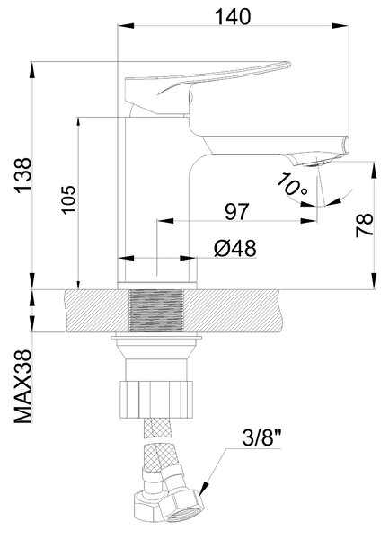 Invena Erona, mosdócsap, h-138, króm, INV-BU-57-001-L