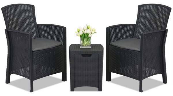 Lido Terrace Box 2 techn rattan szett antracit Bica dobozzal