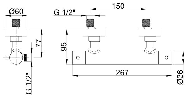 Invena Termora, termosztátos zuhanycsaptelep, matt fekete, INV-BT-N1-004-V
