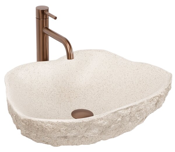 Rea Isla Warm Beige, pultra szerelhető mosdó 490x370x140 mm, bézs, REA-U7882