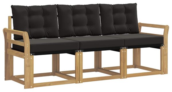 Kültéri kanapé szett párnával 3 pcs Fehér és Fekete