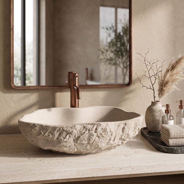 Rea Isla Warm Beige, pultra szerelhető mosdó 490x370x140 mm, bézs, REA-U7882