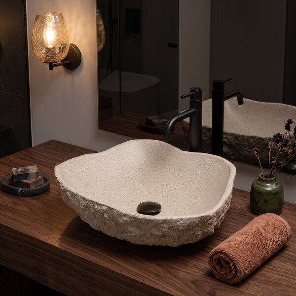 Rea Isla Warm Beige, pultra szerelhető mosdó 490x370x140 mm, bézs, REA-U7882