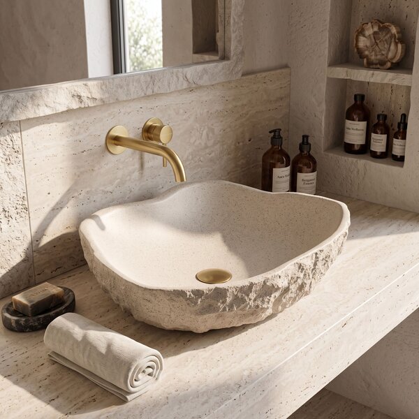 Rea Isla Warm Beige, pultra szerelhető mosdó 490x370x140 mm, bézs, REA-U7882