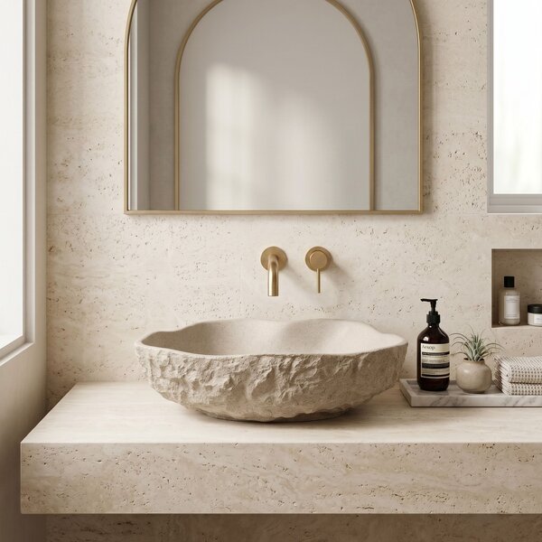 Rea Isla Warm Beige, pultra szerelhető mosdó 490x370x140 mm, bézs, REA-U7882
