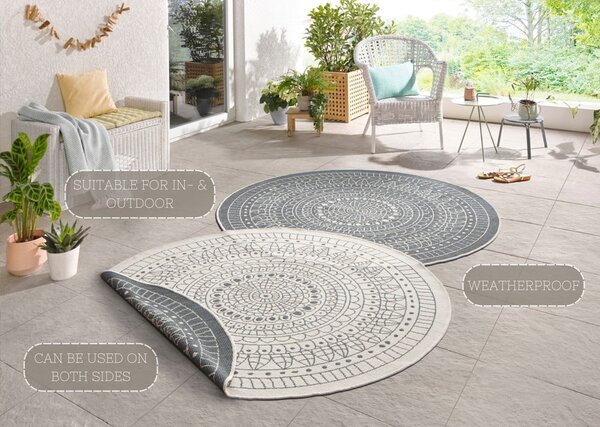 Porto szürke-krémszínű kültéri szőnyeg, ø 140 cm - NORTHRUGS
