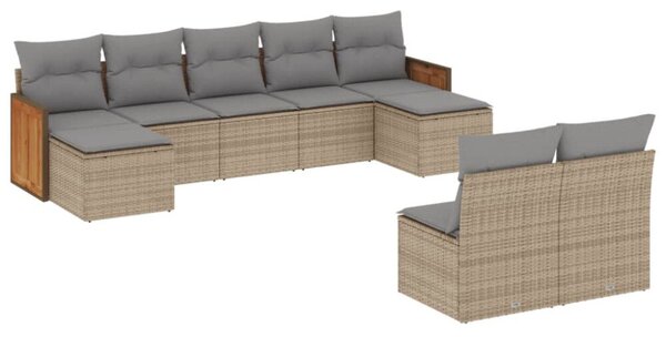 VidaXL Polyrattan Kerti Ülőgarnitúra - 9 részes - Bézs