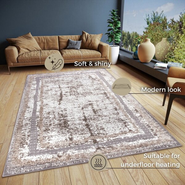 Bézs-ezüstszínű szőnyeg 57x90 cm Shine Classic – Hanse Home