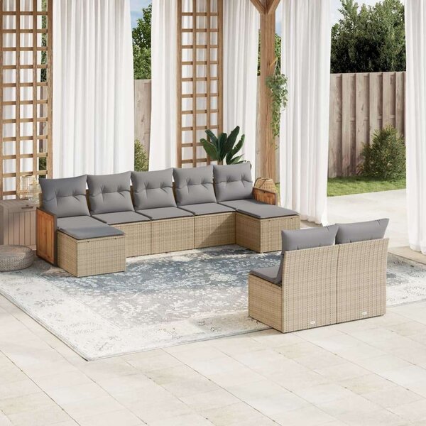 VidaXL Polyrattan Kerti Ülőgarnitúra - 9 részes - Bézs