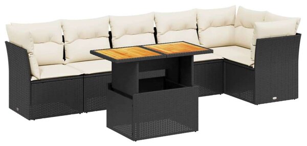 VidaXL 7 részes Polyrattan Kerti Ülőgarnitúra - Fekete