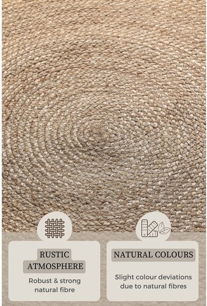 Szürkésbézs kétoldalas juta kerek szőnyeg ø 100 cm Braided – Hanse Home