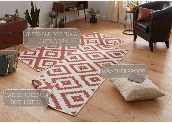 Malta barna-krémszínű kültéri szőnyeg, 80 x 250 cm - NORTHRUGS