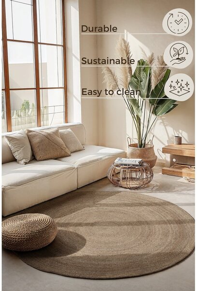 Szürkésbézs kétoldalas juta kerek szőnyeg ø 100 cm Braided – Hanse Home