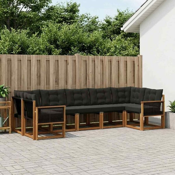 Kültéri kanapé szett párnával 7 pcs Természetes és Fekete